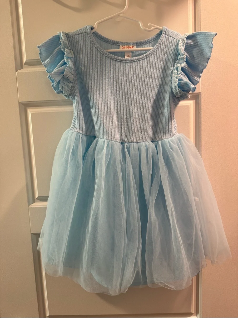 Cat & Jack Sky Blue Tulle Ruffle Sleeve Dress Costume